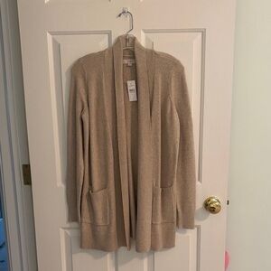 LOFT Tan Open Front Cardigan